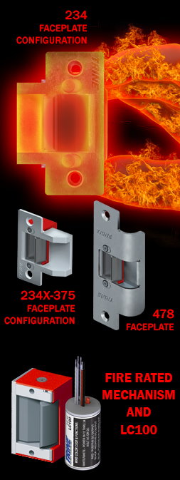 FIRE-RATED STD LIP STRIKE PKG 12/24V FSE w/LC100 STAINLESS