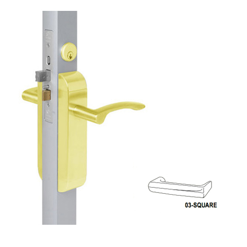1-1/8"bs US32D SQUARE LOW   PROFILE LEVER w/FLAT STRIKE