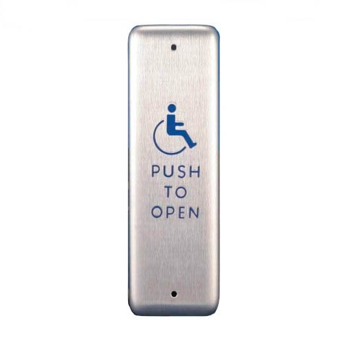 1.5" x 4.75" JAMB PLATE w/BLUEHC LOGO, "PUSH TO OPEN" TEXT