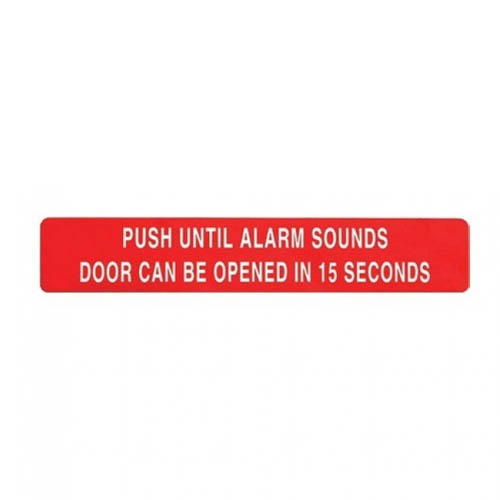 DETEX ALARM SIGN, RED w/WHITE LETTERS,EAX-500/2500, ADHESIVE
